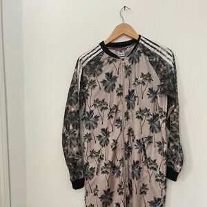 Adidas Faux-Silk Duster Zip-Up Jacket with Palm Free Pattern